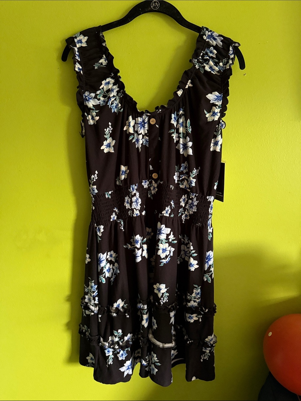 NWT No Boundaries Black Floral Stretch Mini Dress Size L